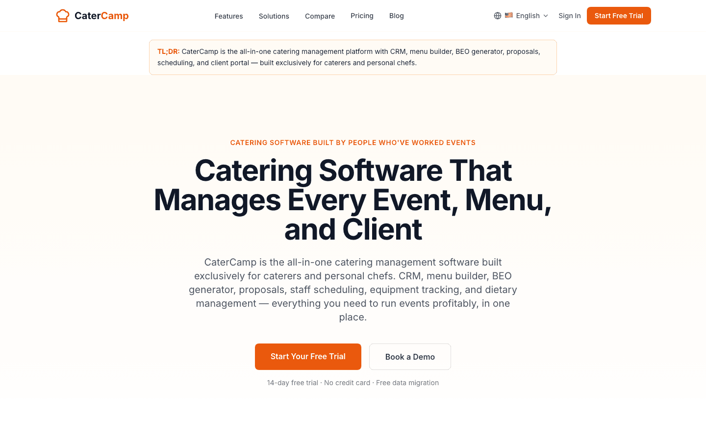 CaterCamp — SaaS screenshot