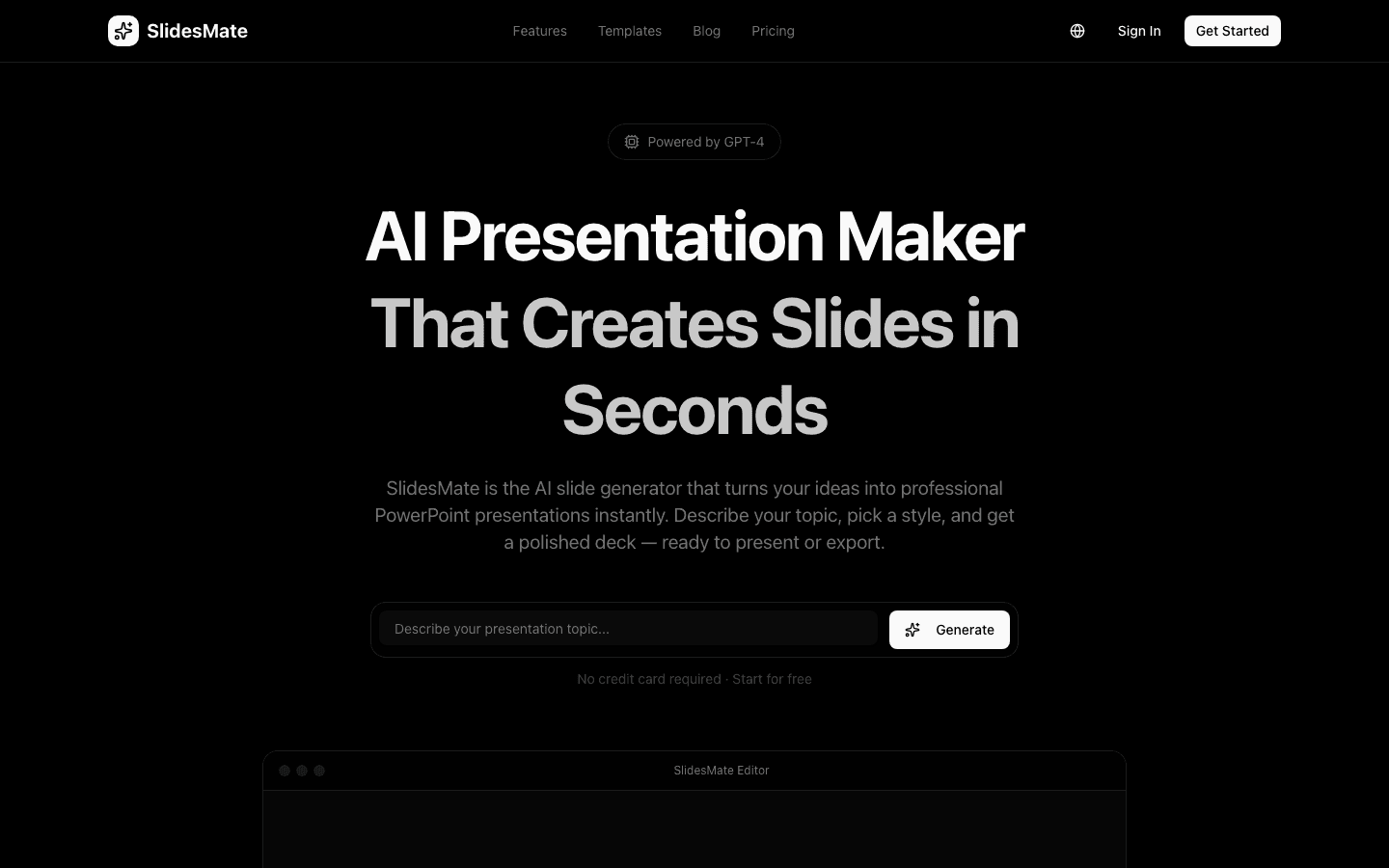 SlidesMate — SaaS screenshot