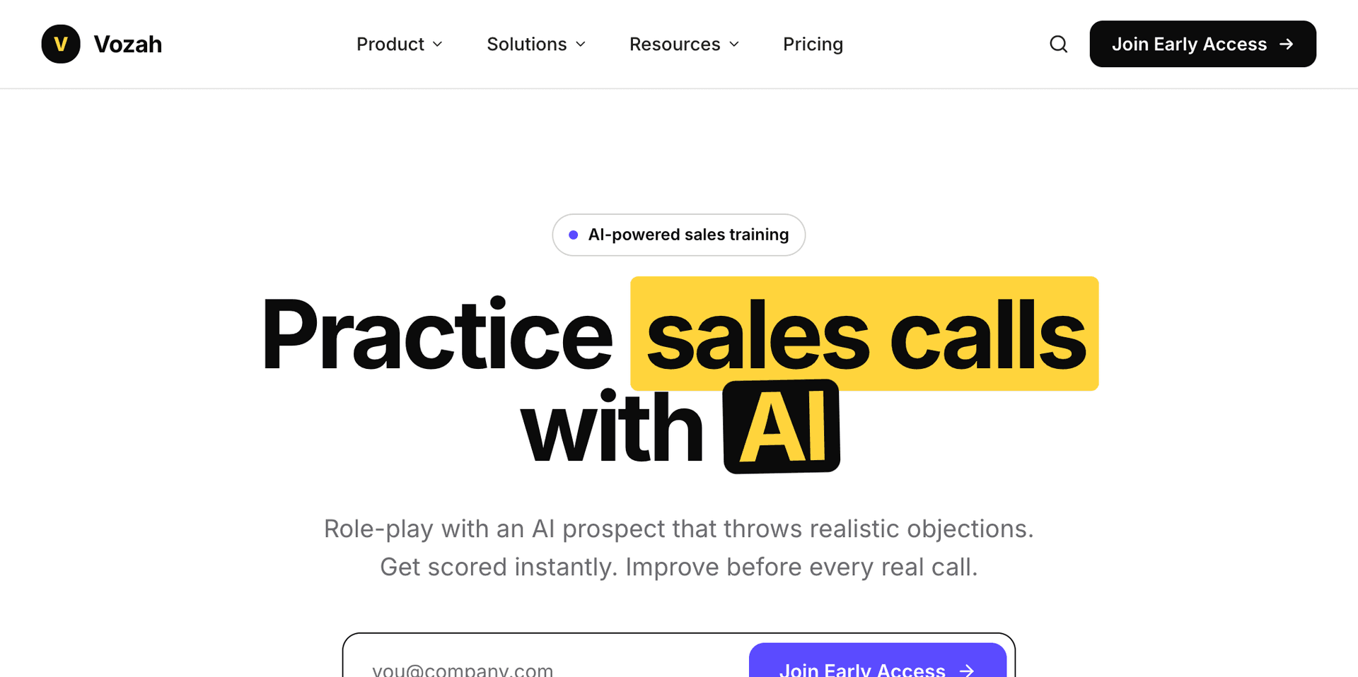 Vozah - Practice Sales Calls With AI — Score, Improve, Close More Deals